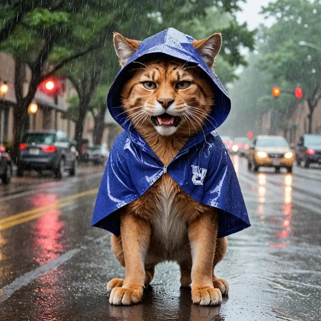 Willie the Wildcat in the Rain Photo Style