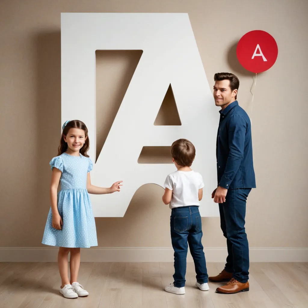 A 5 Year Old Little Girl Standing Next to a Very Large Letter ‘A’ Photo Style