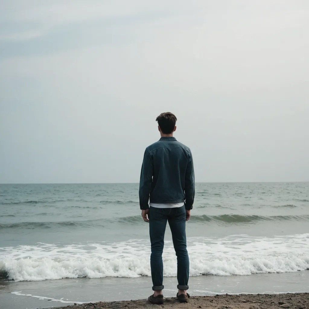 A Man Standing on the Sea Shore Thinking About Depth Photo Style
