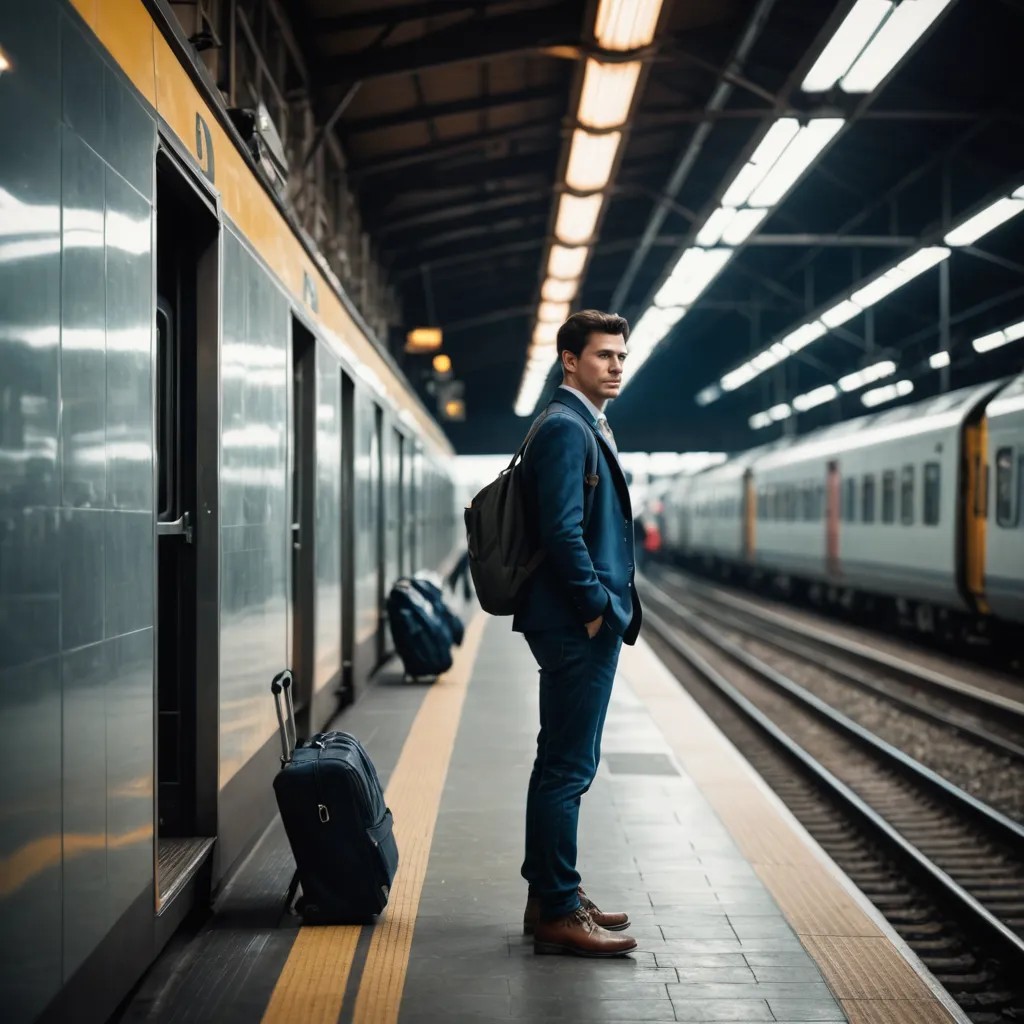 A Passenger Is Waiting on the Platform for the Train Photo Style