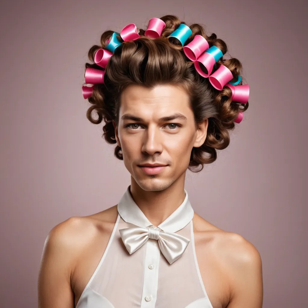 A Woman with Curlers in Her Hair Photo Style
