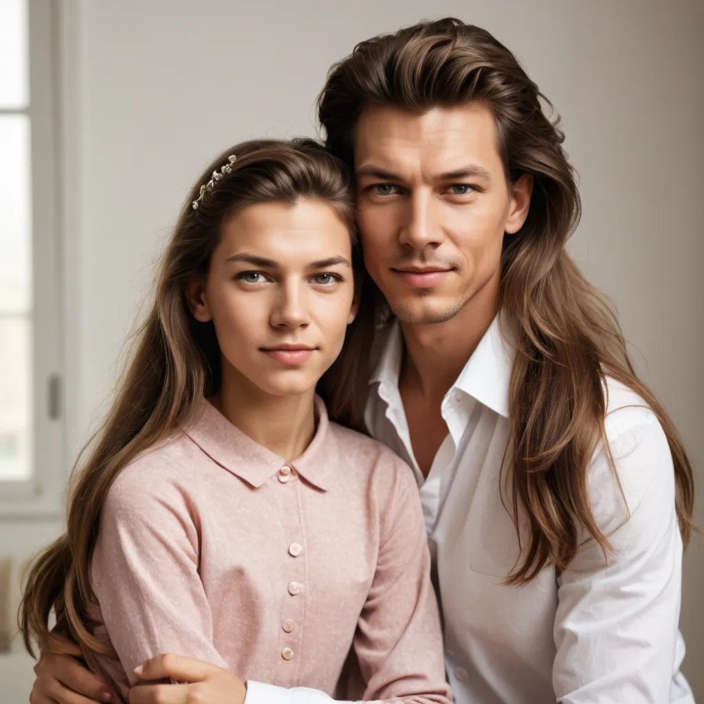 Beautiful Woman with 12-Year-Old Daughter Photo Style