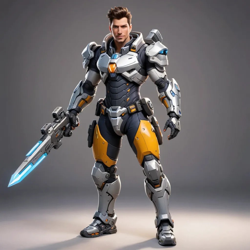 Change the photo to an Overwatch Art and give us armor and weapons Photo Style
