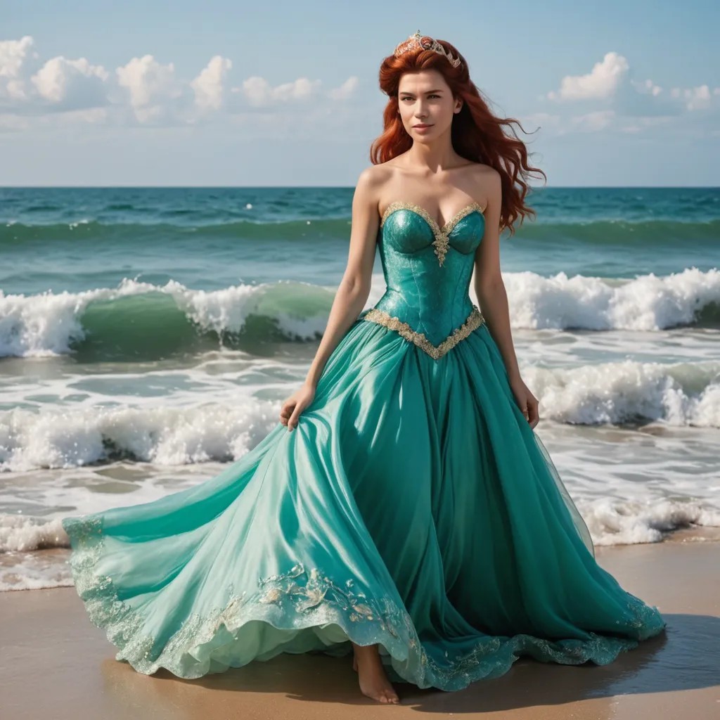 Child Princess Ariel in Ocean Photo Style
