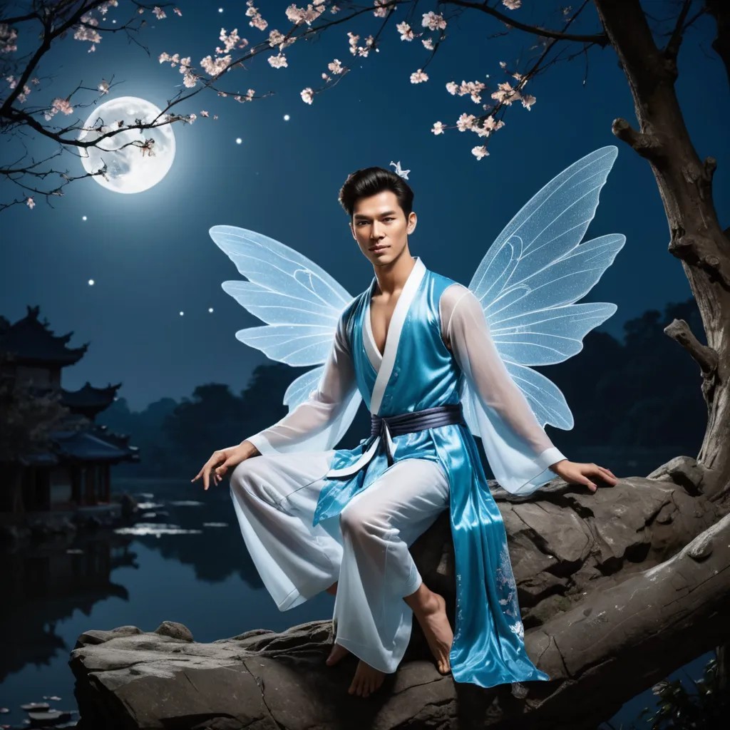 Chinese Moonlit Fairy with Wings Photo Style