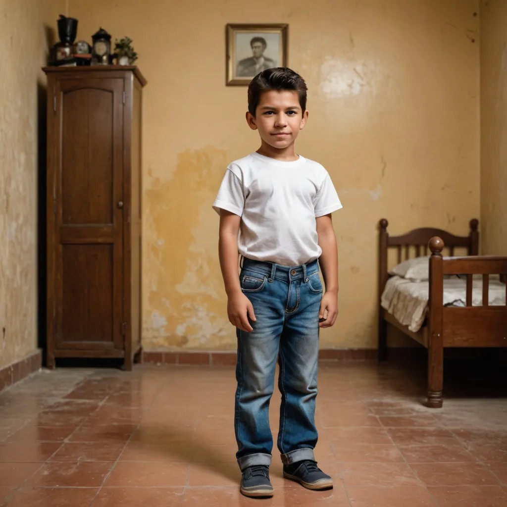 Four Year Old Mexican Boy Standing in a Room Photo Style