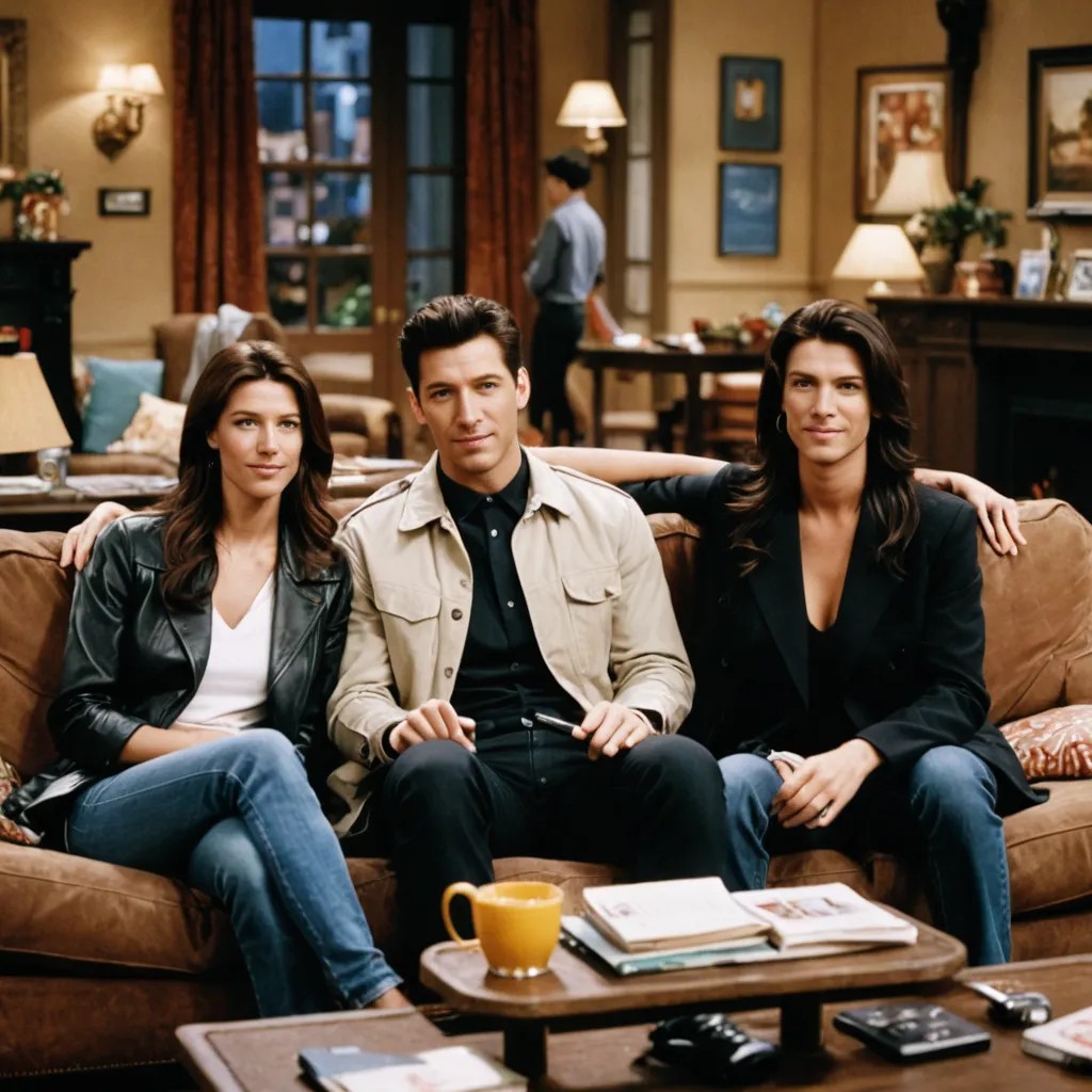 Friends TV Show with Two Different People Sitting on a Sofa Photo Style