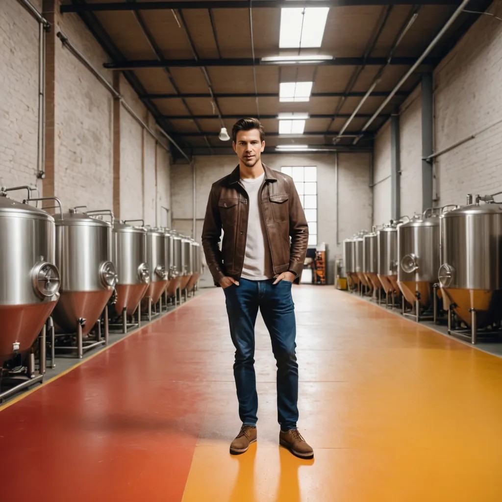 Industrial Warehouse with a Microbrewery and Colour Floor and Walls Photo Style