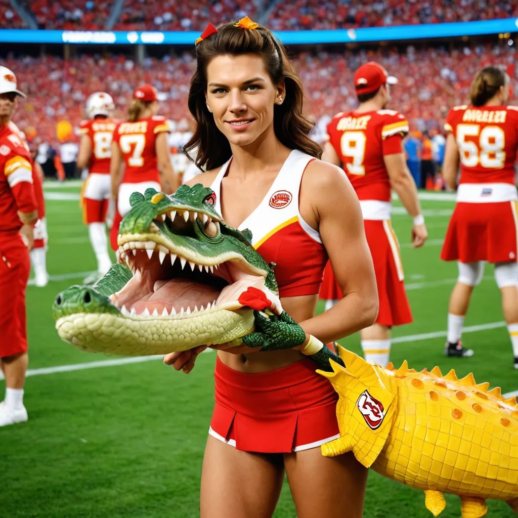 Kansas City Chiefs Cheerleader with an Alligator Photo Style