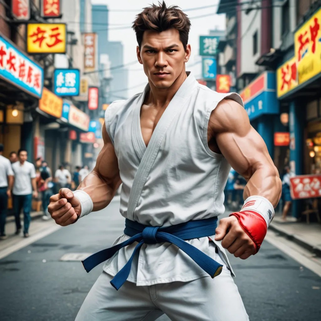 Like Ryu in Street Fighter Game Photo Style