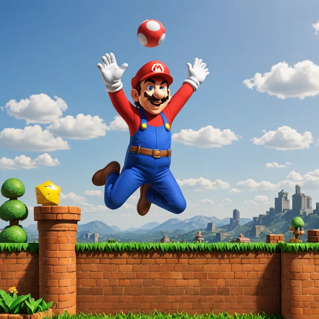 Mario Bros Jumping Photo Style