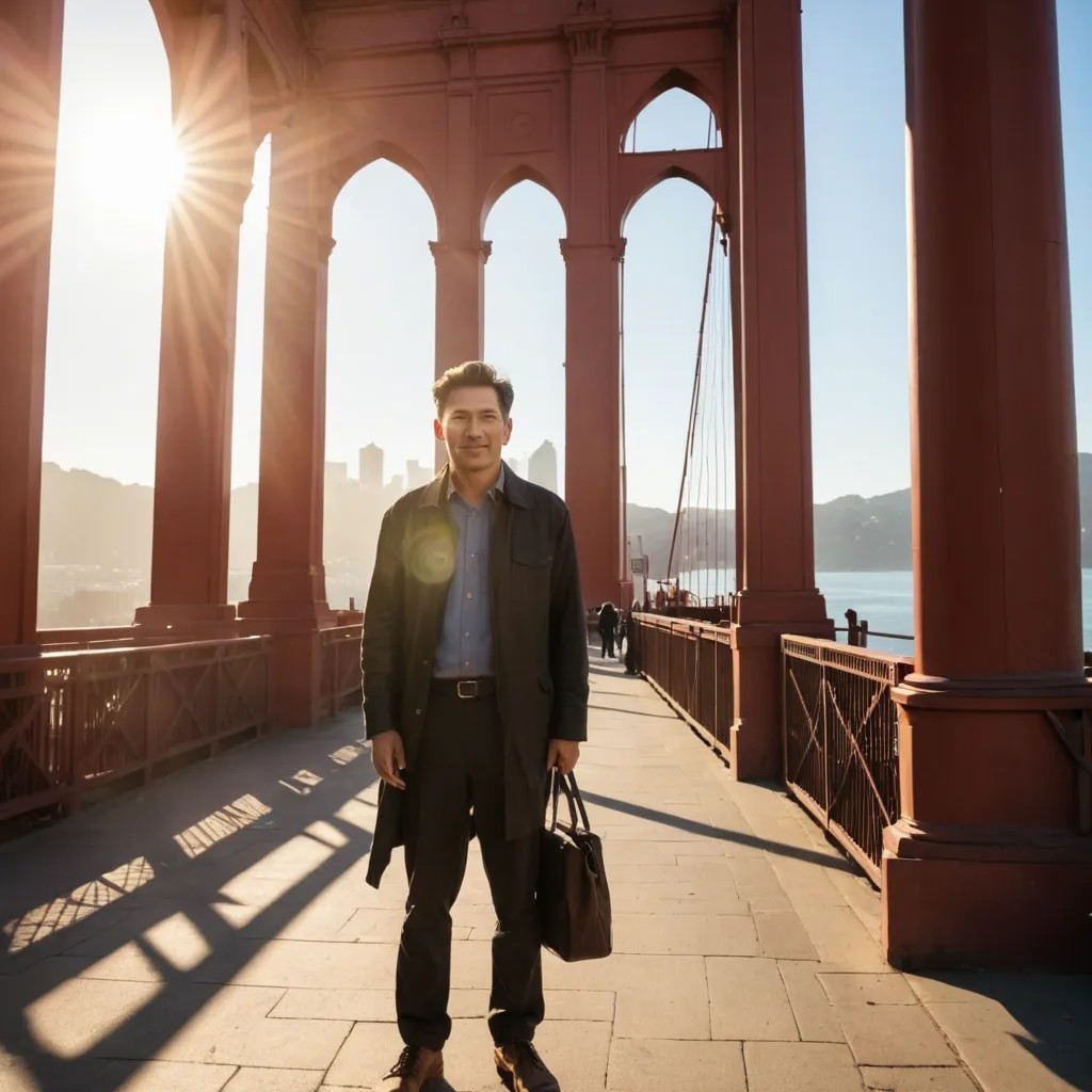 Old Woman, Golden Gate, Sunshine Photo Style