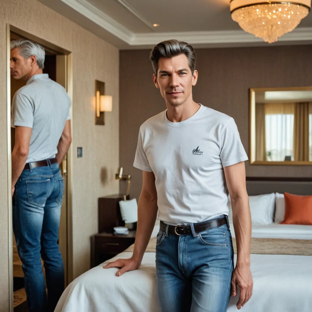 Old Woman, Jeans, T-Shirt, Grey Hair, Mirage Hotel Las Vegas Photo Style