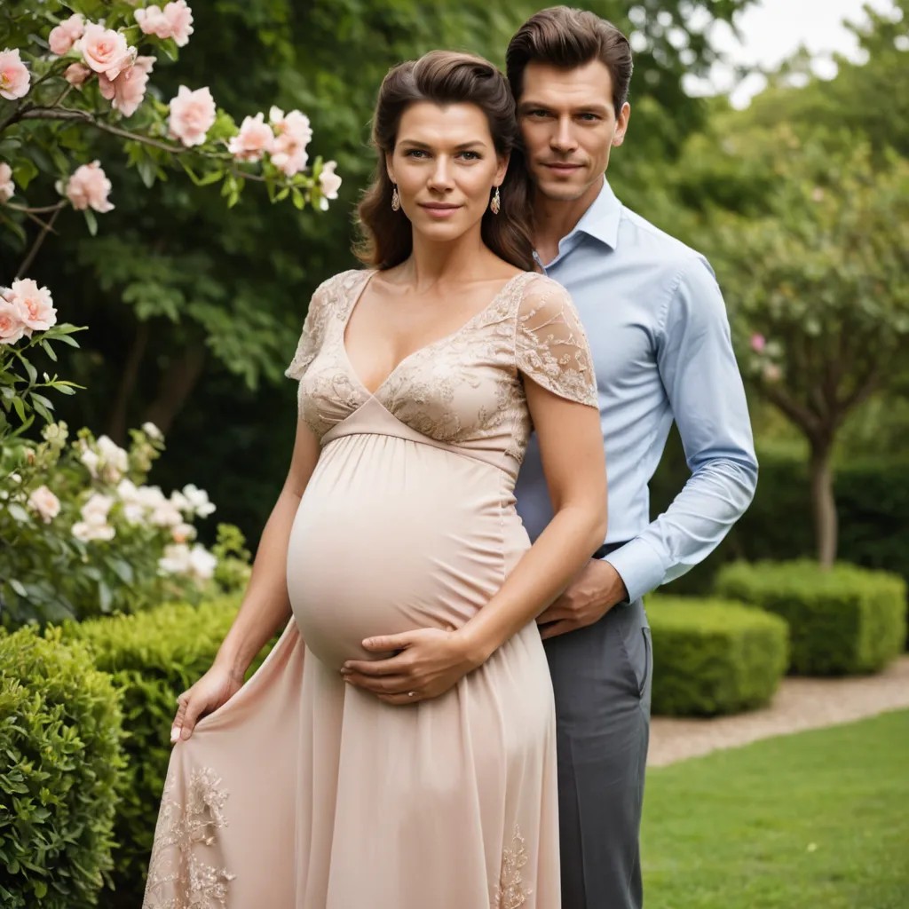 Older Looking Pregnant Lady in Beautiful Dress Photo Style