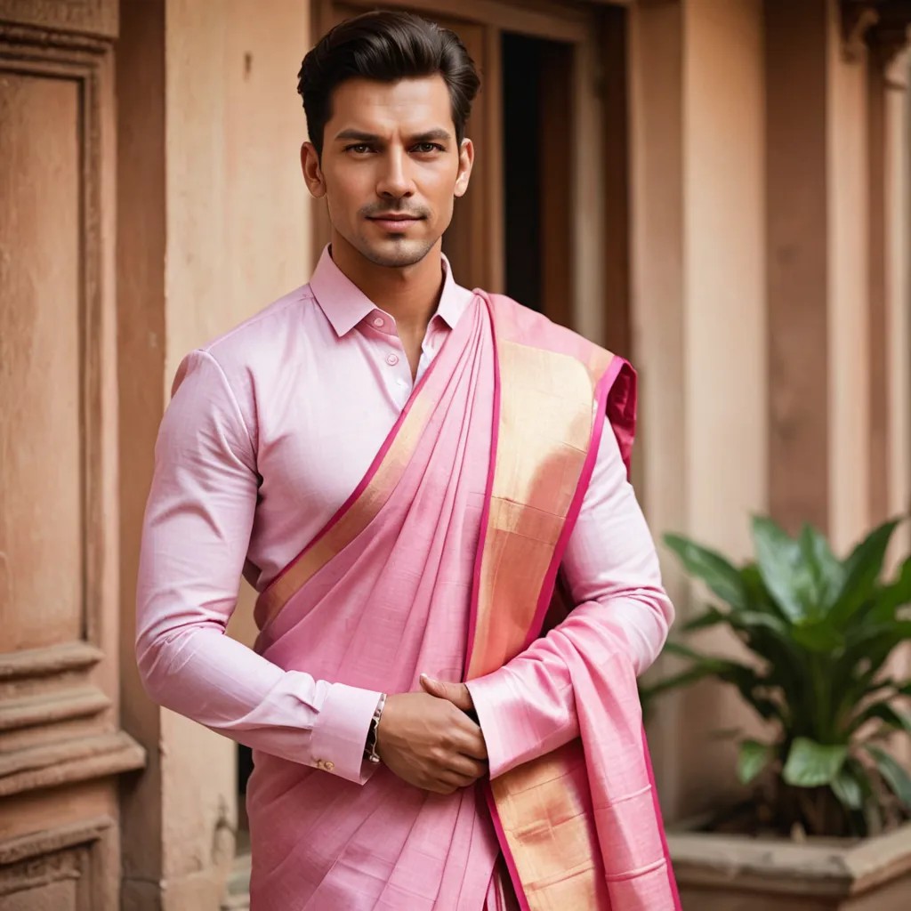 Pink Colour Saree Photo Style