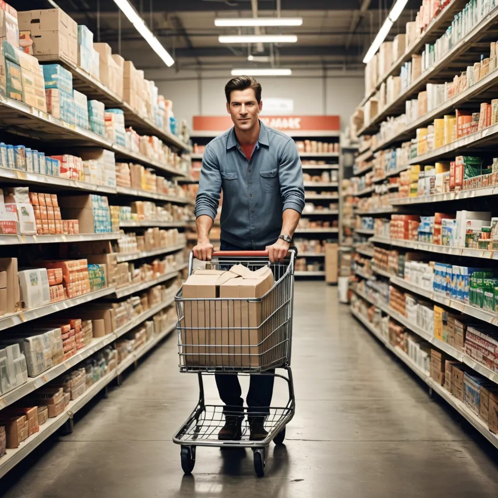 Pushing a Grocery Cart Full of Concrete Blocks Through a Hardware Store Photo Style