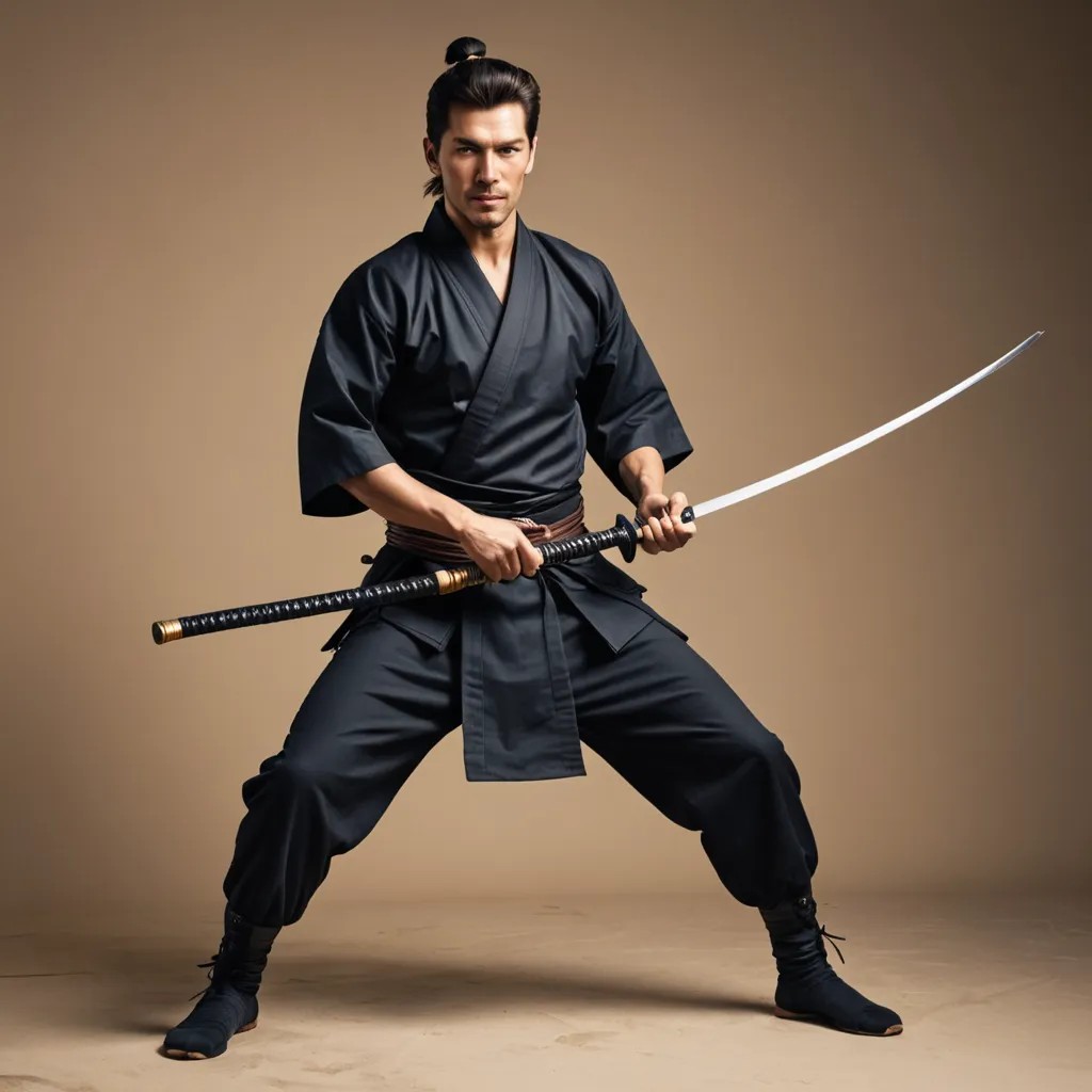 Samurai with a Whip in His Hand Photo Style