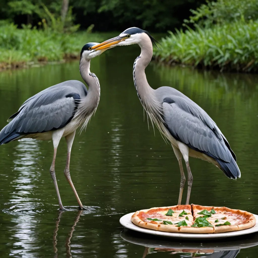 Sharing Pizza with a Heron Photo Style