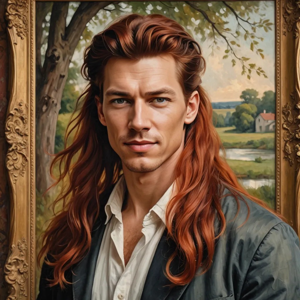 Turn Photo in Old Oil Painting Long Red Hair Photo Style