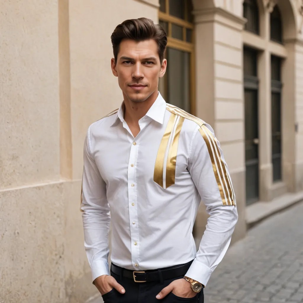 White Shirt and 4 Golden Stripes on Shoulder Photo Style