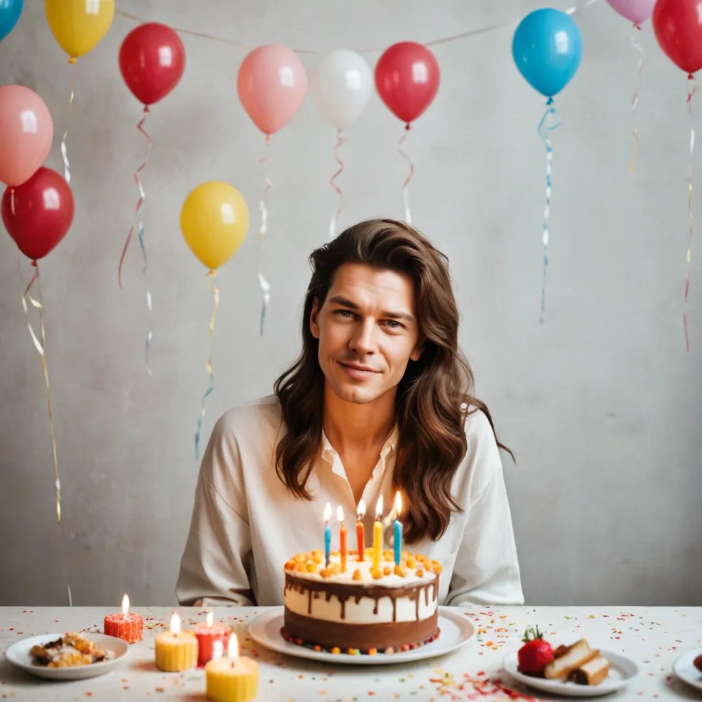 Woman with Birthday Cake and 70 Candles Photo Style