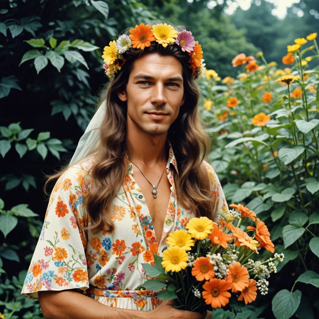 1970s Hippy Flower Girl Photo Style
