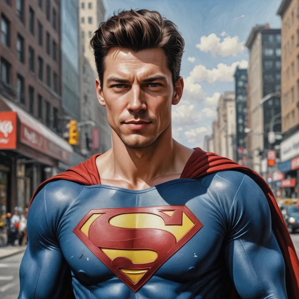 A Hyper-Realistic Oil Painting of a Superhero Photo Style