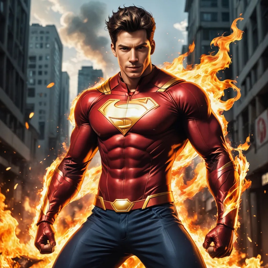 Converted Anime Superhero and Fire Around Him image