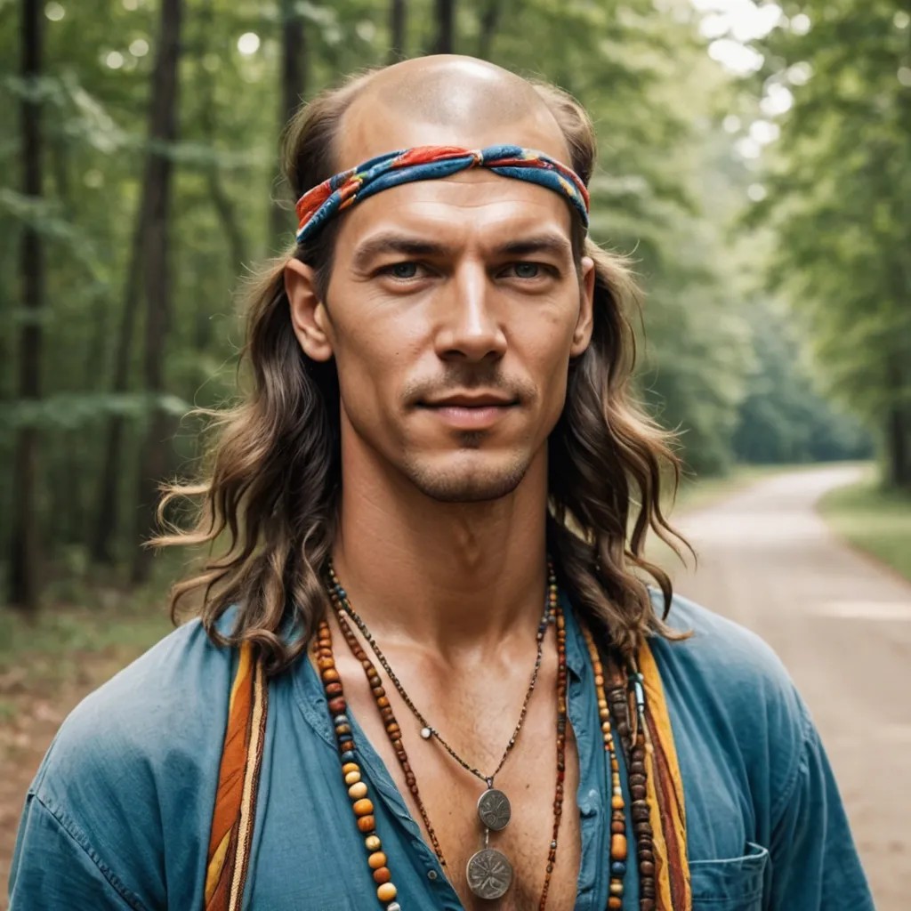 Bald Head Hippie Photo Style