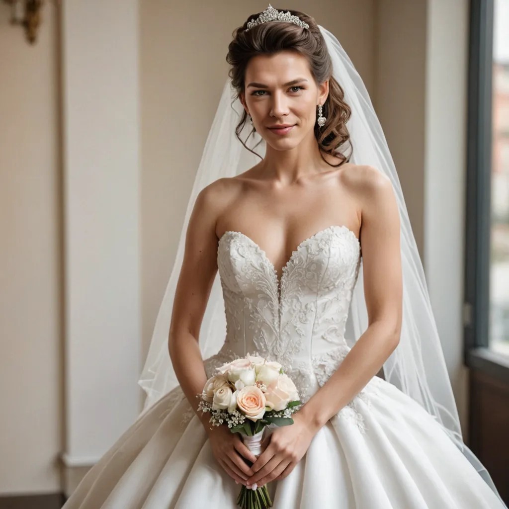 Beautiful Bride in Wedding Dress Photo Style
