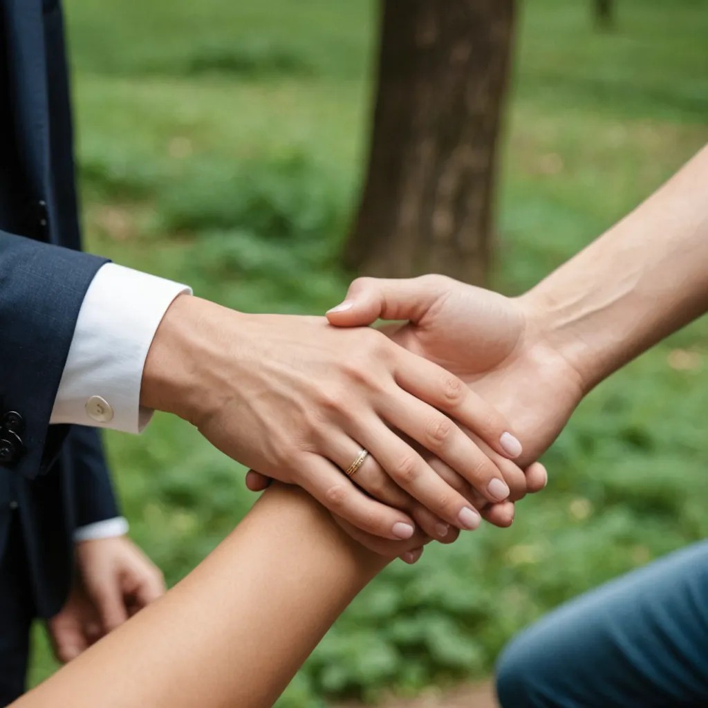 Beautiful Woman Holding Handsome Man’s Hand Photo Style