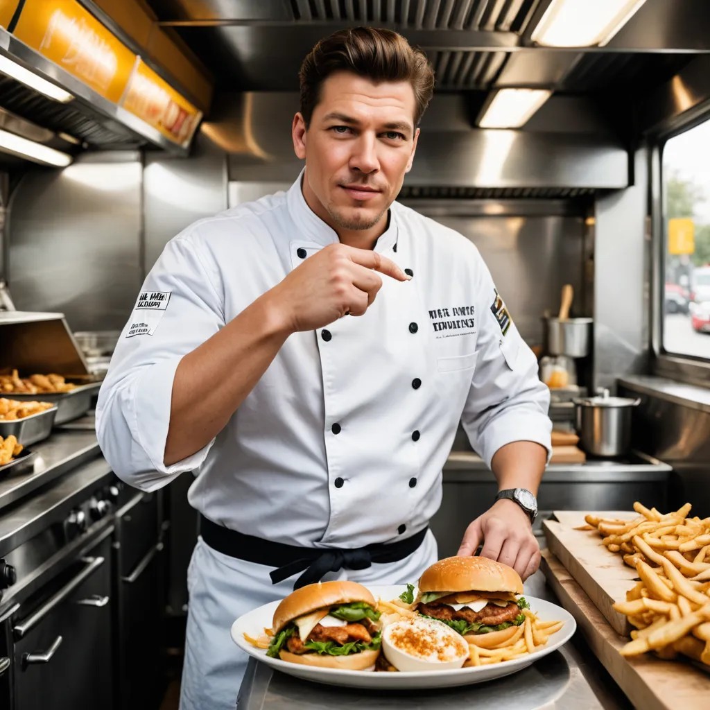 Fat Chef in a Food Truck Photo Style