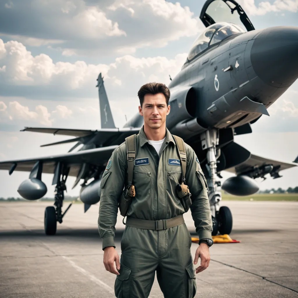 Fighet Pilot In Front Of Fighter Plane Photo Style