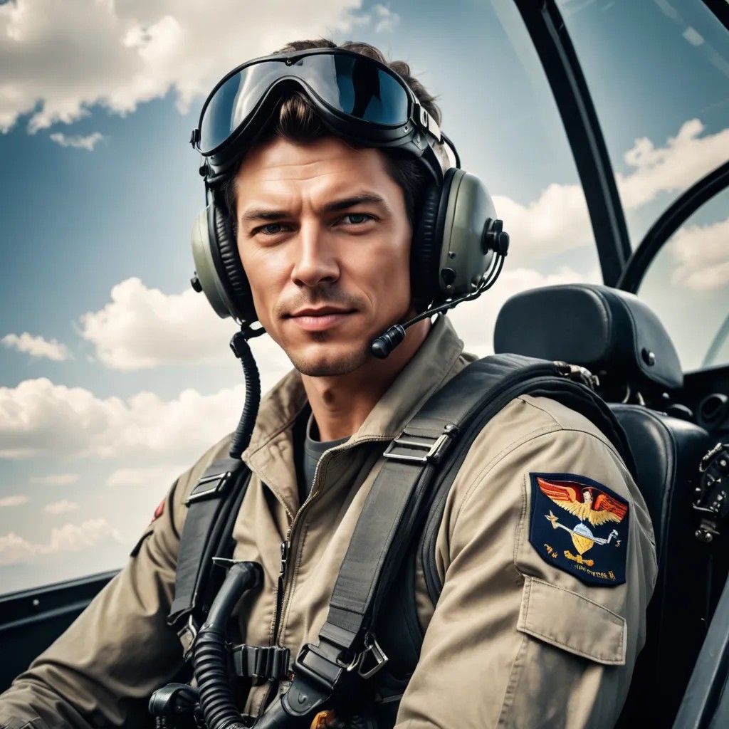 Fighter Pilot in Airplane Photo Style
