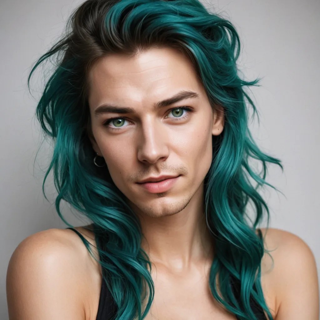 Girl with Blue Hair and Green Eyes Photo Style