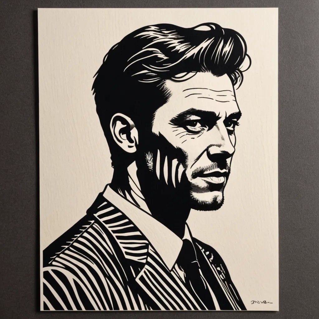 Converted Linocut Striped Silhouette image