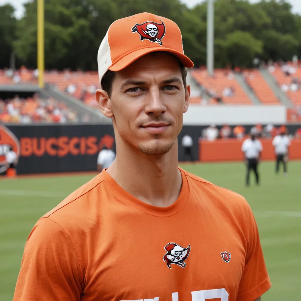 Converted Man Wearing Tampa Bay Bucs Creamsicle Colored Hat image
