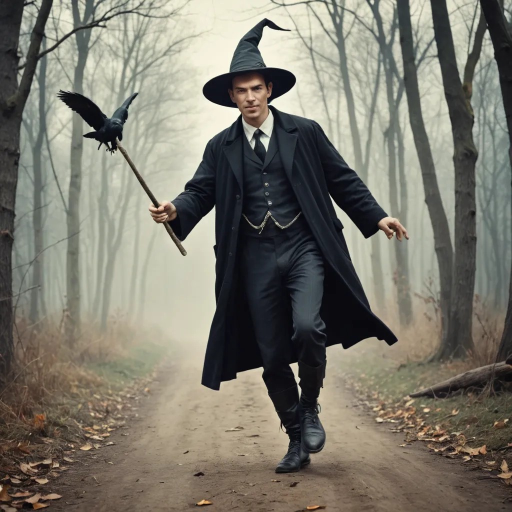 Old Witch on a Broomstick Photo Style