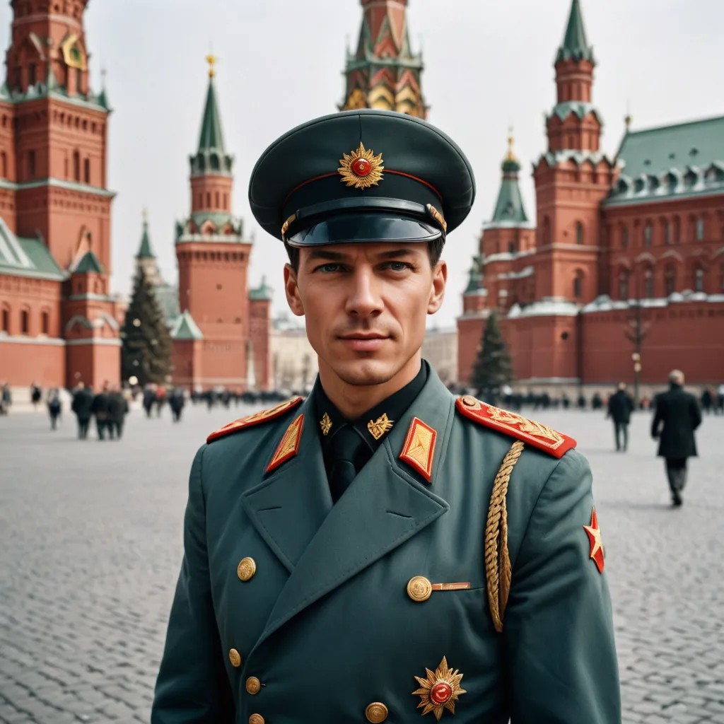 Soviet Officer Red Square Uniform Photo Style