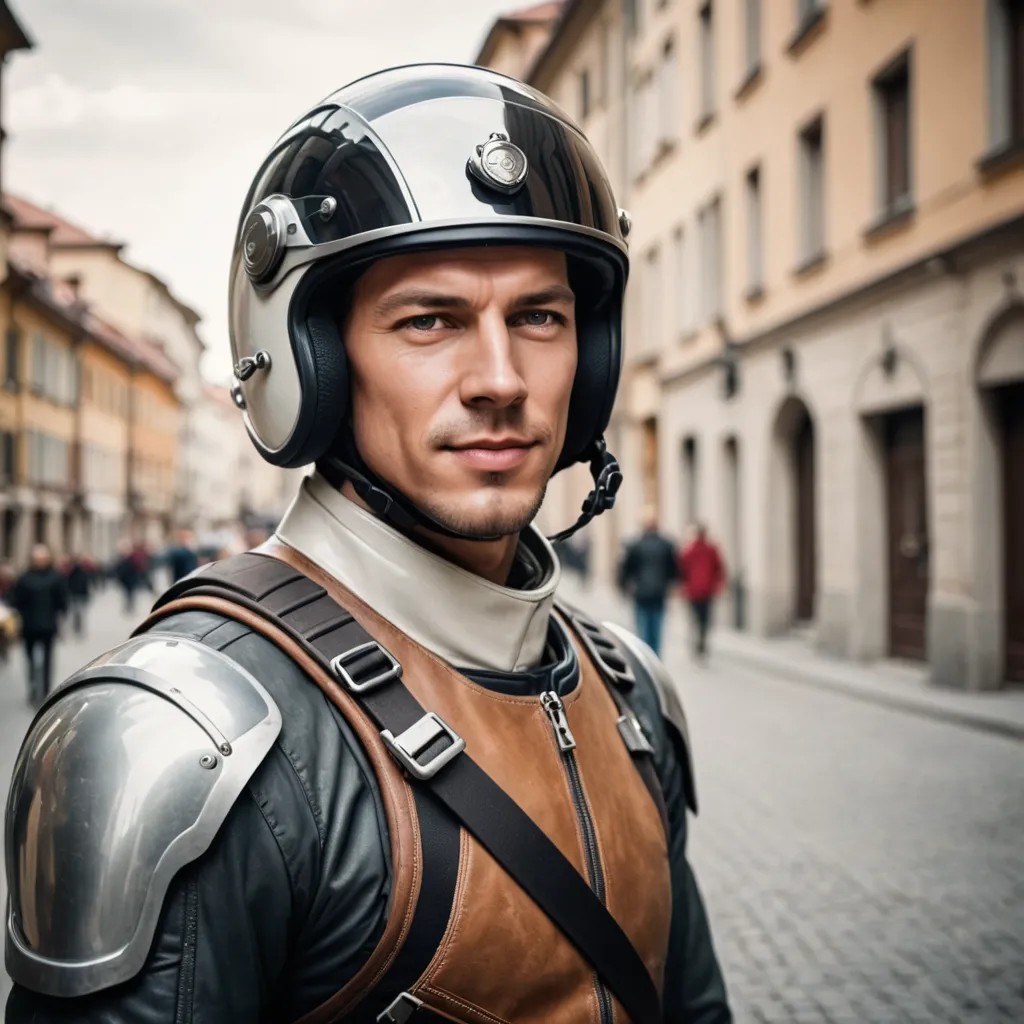 Spaziergänger mit Helm Photo Style