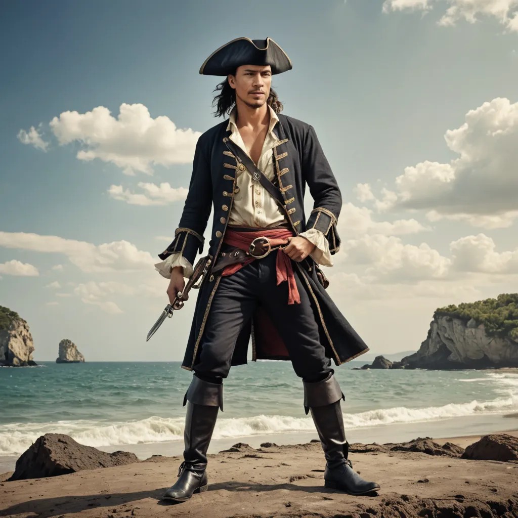 Standing Pirate on Land Photo Style