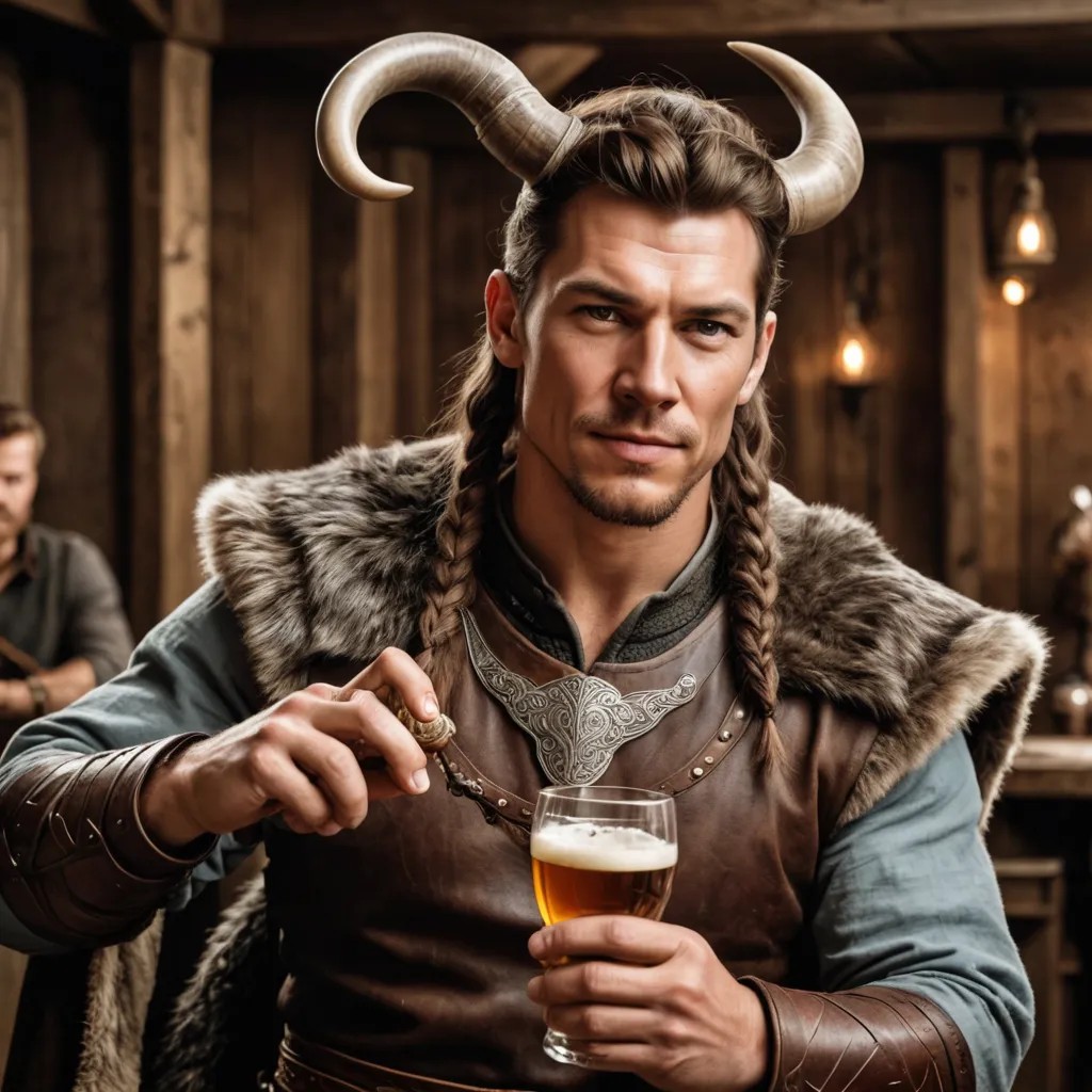 The Viking Drinks from the Horn Photo Style