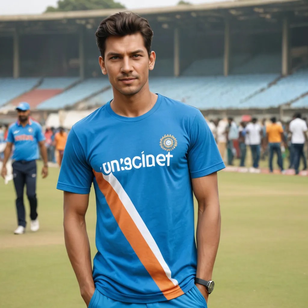 Wearing Indian Cricket T-shirt Photo Style
