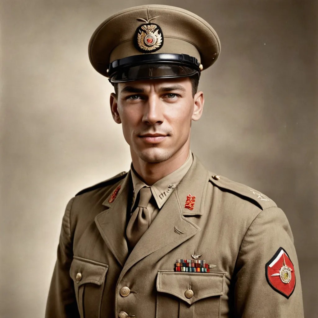 1943 USMC Khaki Uniform in Color Photo Style
