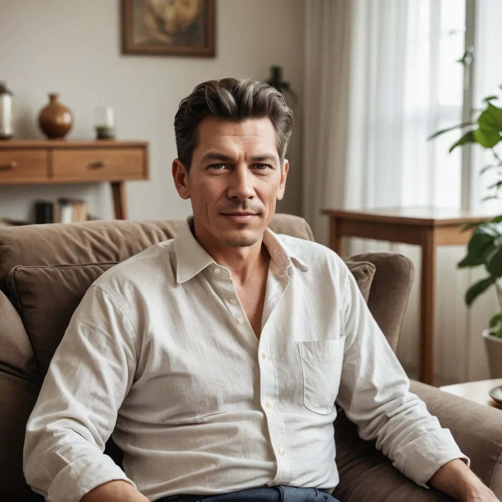 Converted 60-Year-Old Man Relaxed at Home image