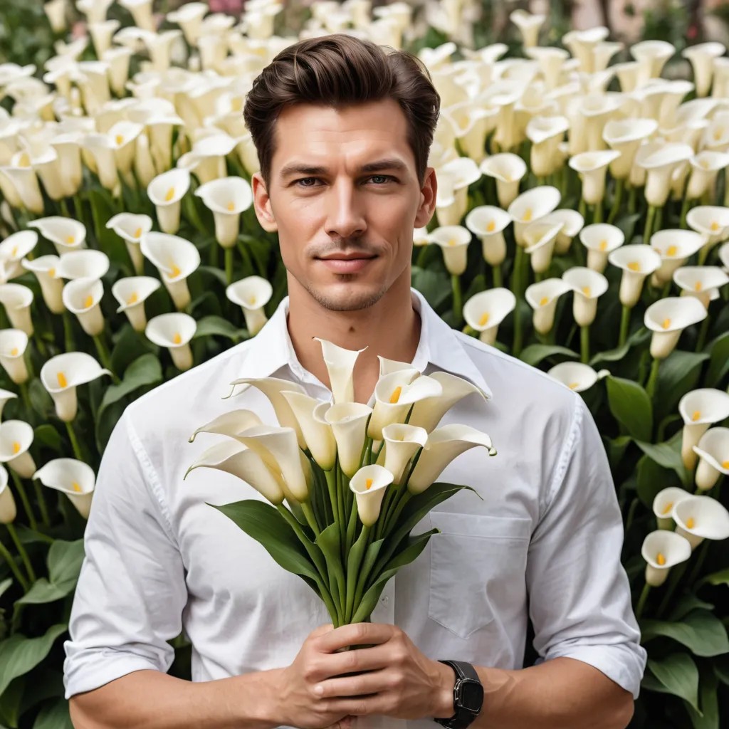 A Lady Holding 100 White Calla Palustris Photo Style