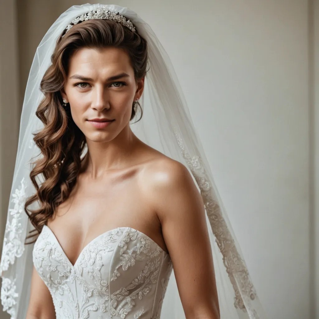 Beautiful Woman in a Wedding Dress with Veil Photo Style