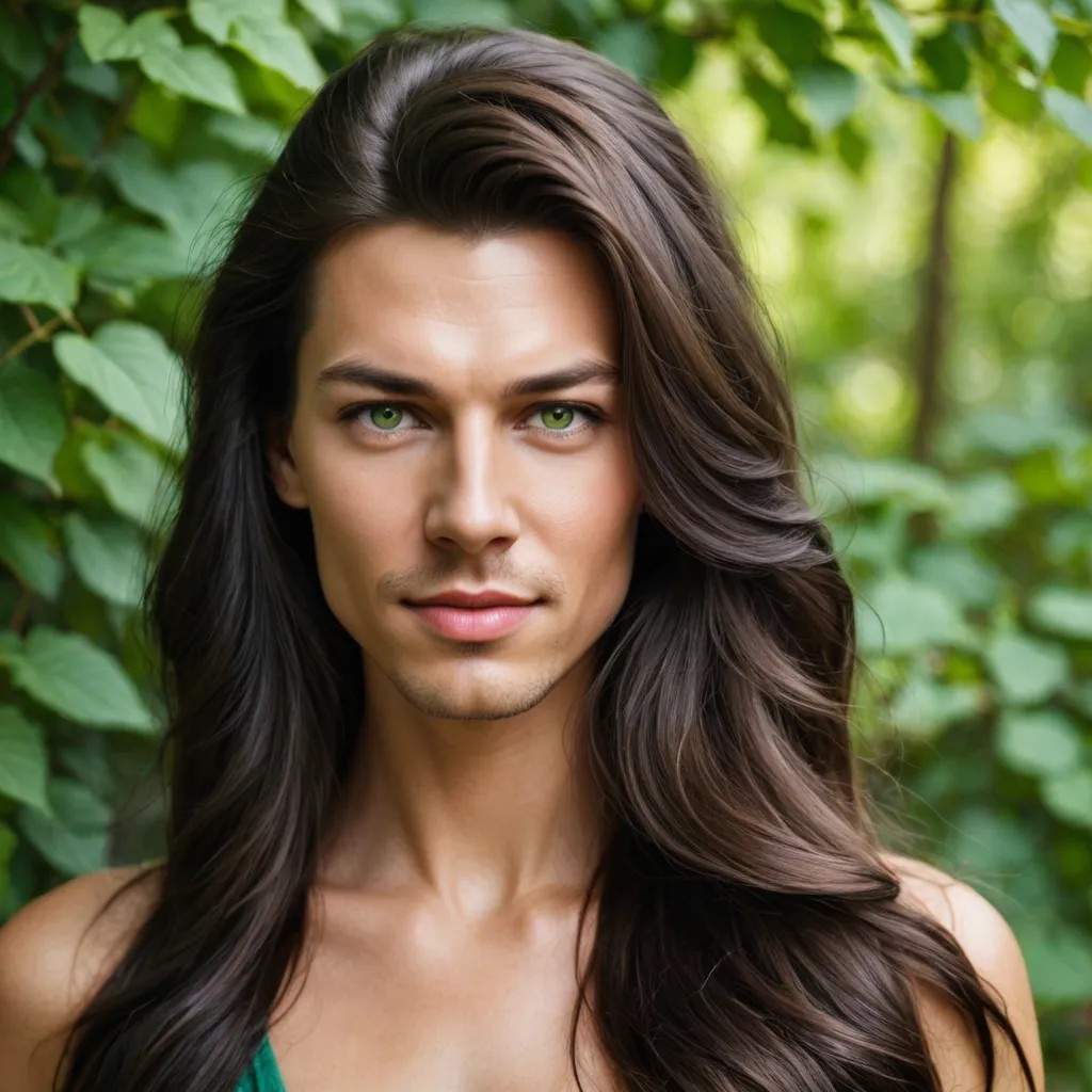 Converted Beautiful Woman with Long Dark Hair and Green Eyes image