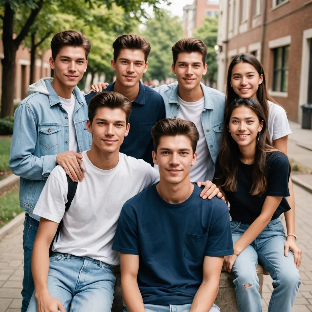 College Student 17 Years Old with Friends Photo Style