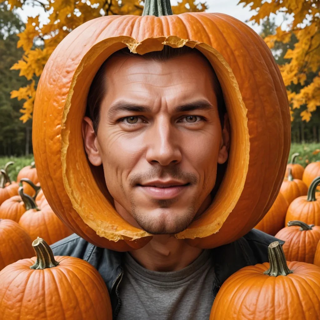 Face on Huge Pumpkin Photo Style